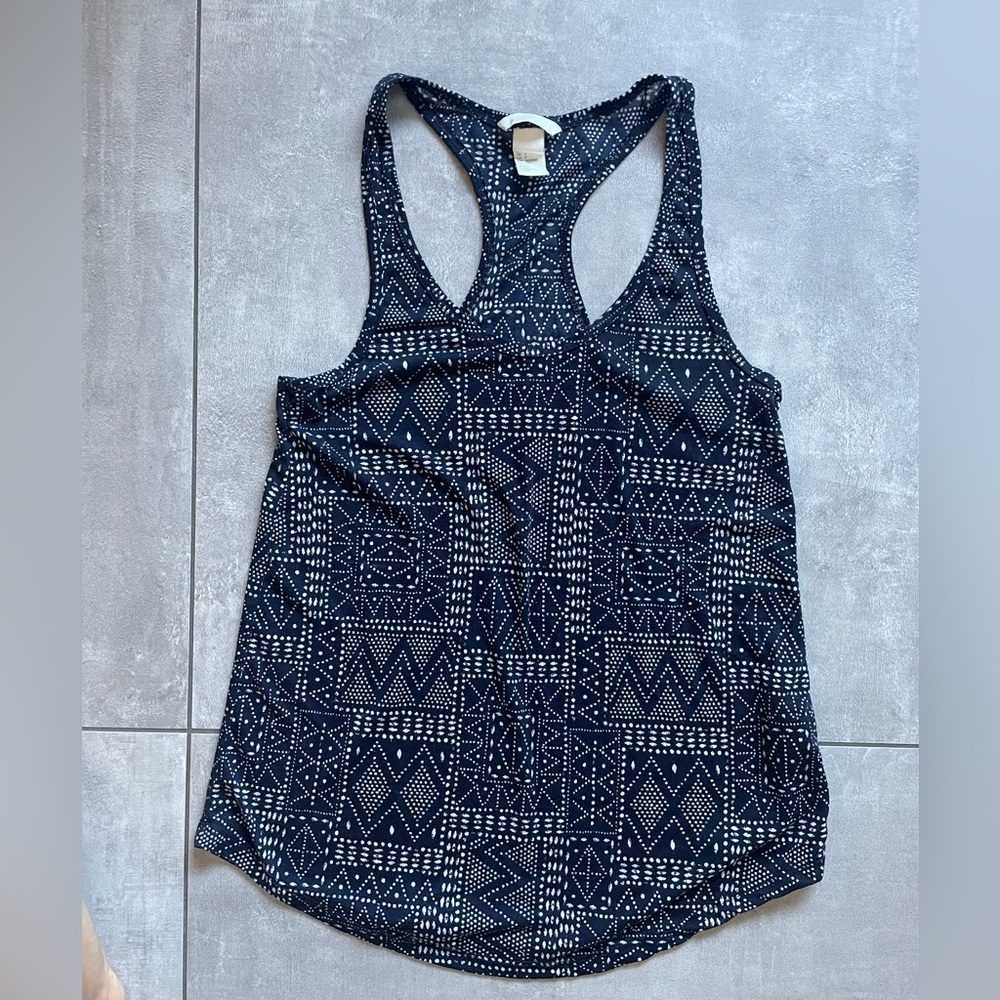 H&M Thin Light Racerback Indigo Ikat Style Top Sz Small